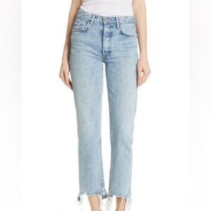 GRLFRND Helena Light Blue Straight Leg Jeans with Frayed Hem 27